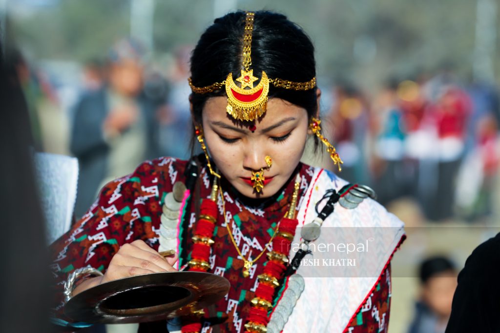 Nepalese Beautiful Girl,A Nepalese girl from Kirat community Udhauli & Ubhauli is the annual festival celebrated by Kirat community of eastern Nepal. This Photo taken at Tudhikhel Kathmandu.